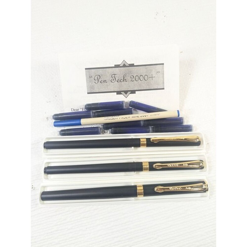 Pen Quest set 3 pens fountain ball point roller point blue ink Made In Italy